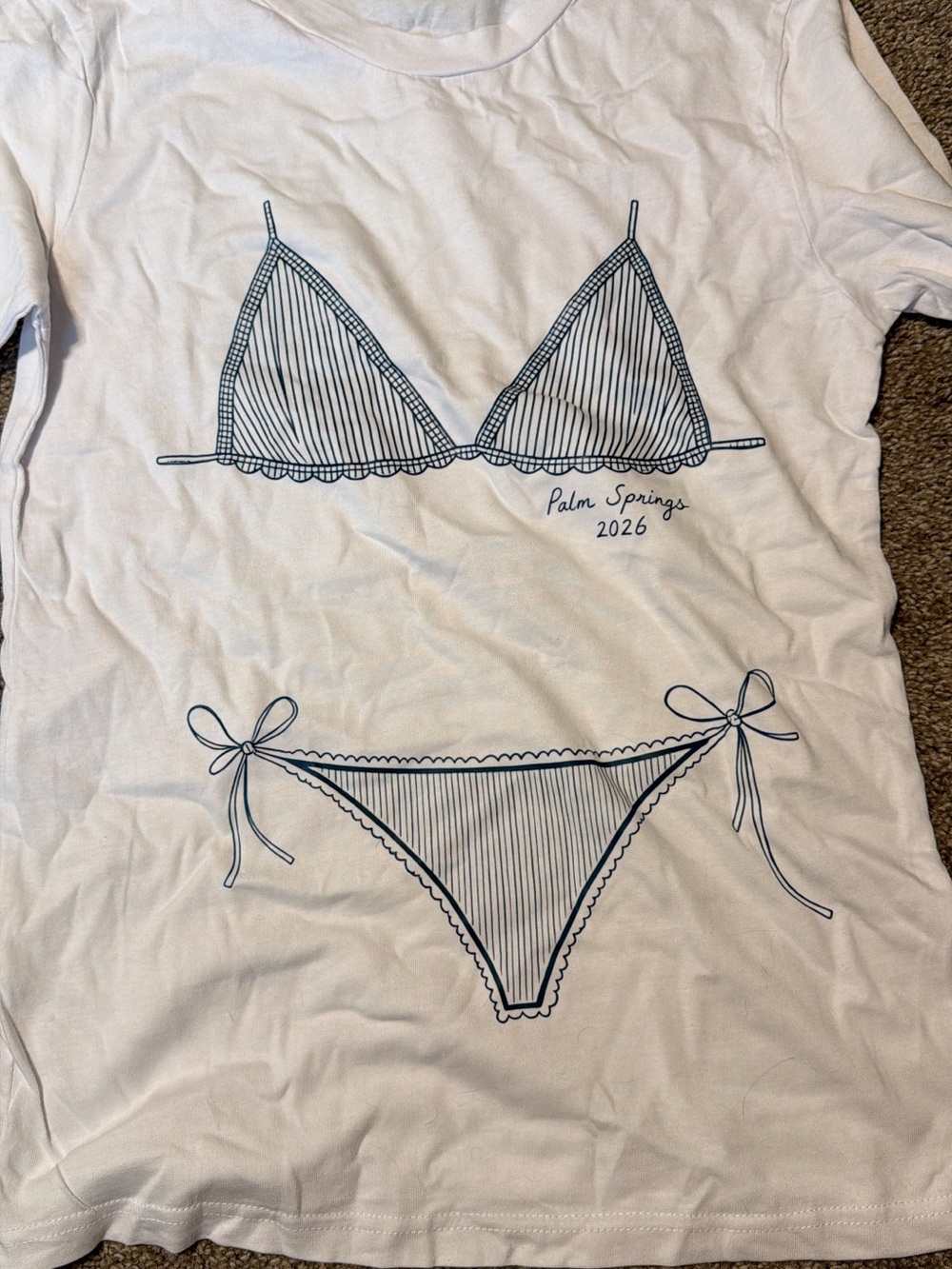 Women’s White Graphic Sleep Tee with Bikini Print